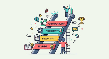 Fototapeta premium Ladder Of Success Symbolic Illustration Featuring Growth And Productivity