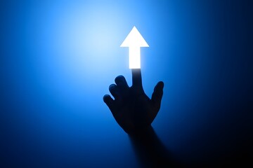 Hand pointing up arrow concept for growth success and direction business strategy