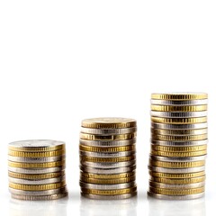 Stacked coins increasing wealth and investment growth financial planning and savings