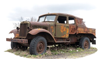 Obraz premium Abandoned rusty military truck