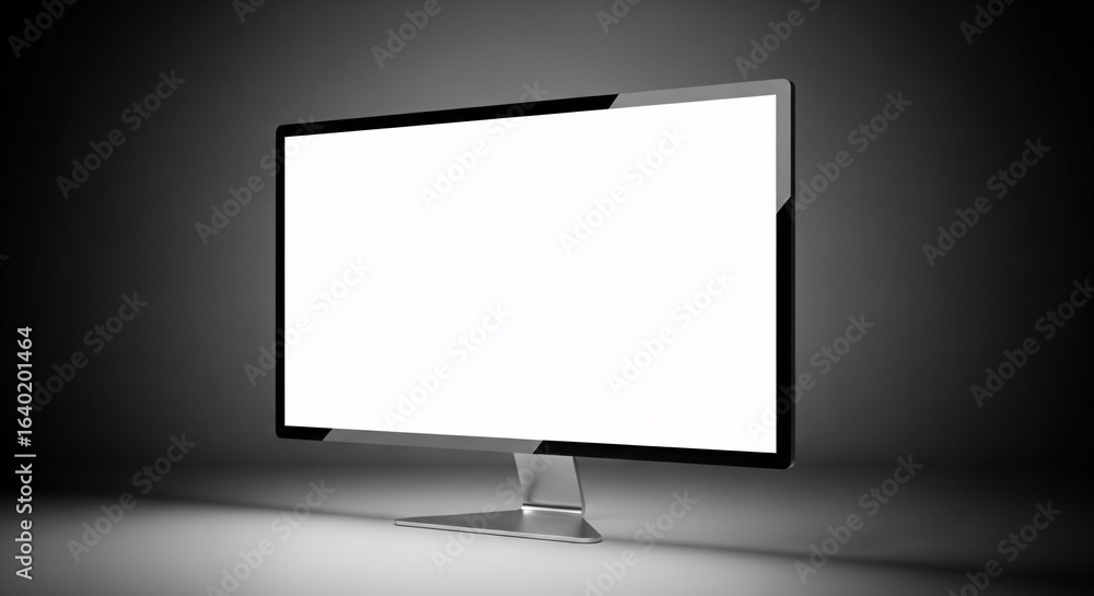 Aufkleber sleek modern computer monitor with blank white screen ready for your custom content display on a dar