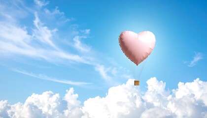 Fototapeta premium Heart shaped balloon floating in sky