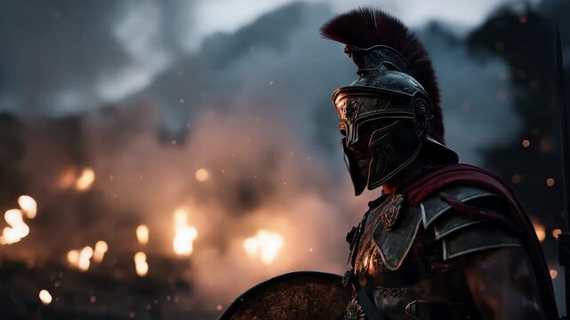 An Epic Roman Warrior Immersed in an Intense and Fierce Battle Setting