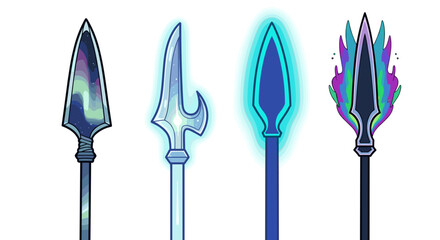 Magical Spears: A Fantasy Weaponry Collection on a White Background