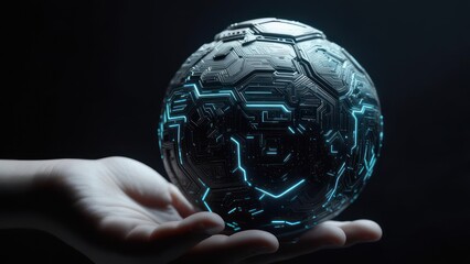 Futuristic sphere held in hand