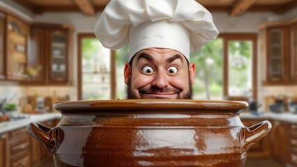 Chef hiding in a large pot (1)