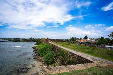 Historic Galle Fort in Sri Lanka, a UNESCO heritage site originally built by the Portuguese in 1588 and later fortified by the Dutch in the 17th century.