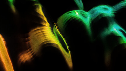 Retro abstract background, shiny flow shape with grain and gradient effect, 3d render