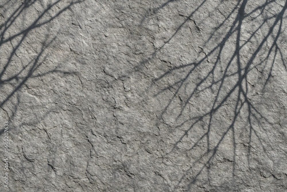 Aufkleber shadows of branches casting on stone surface for natural texture and abstract composition concept of