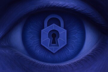 Security and Privacy Concept with Eye and Padlock Cyber Security Protection Illustration Data Protection and Access Human Eye Illustration