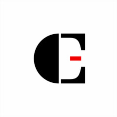 Abstract EDC letter logo design with minus sign.