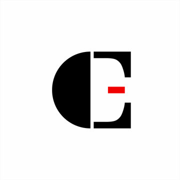 Abstract EDC letter logo design with minus sign.