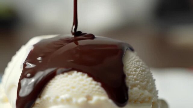 Creamy vanilla ice cream topped with rich, decadent chocolate syrup &ndash; a perfect summer dessert