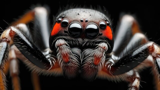 Close-up of jumping spider - Powered by Adobe