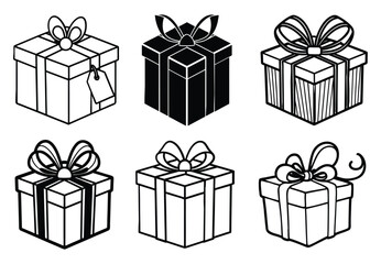 Colorful set of vector gift boxes with ribbons and bows for celebrations and holidays