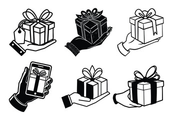 Colorful set of vector gift boxes with ribbons and bows for celebrations and holidays