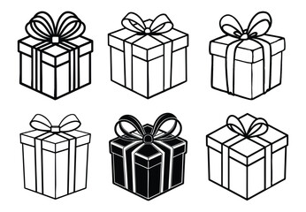 Colorful set of vector gift boxes with ribbons and bows for celebrations and holidays