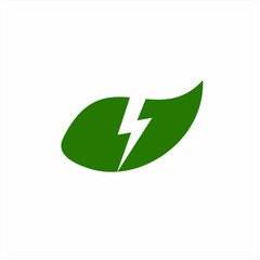 Leaf logo design with the concept of the number seven and the lightning symbol.