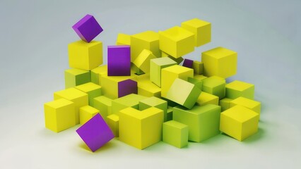 Obraz premium Colorful blocks scattered on light background