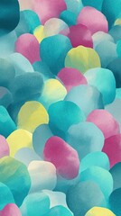 Abstract background of overlapping, rounded shapes in soft pastel colors