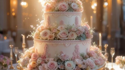 Elegant tiered wedding cake (1)