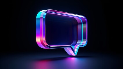 Neon speech bubble icon illustration for social media communication and messaging app