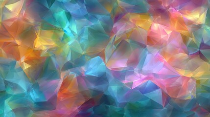 Abstract polygonal surface with vibrant, shifting colors