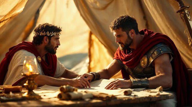Historic Roman Encounter: Strategizing Leaders in Ancient Rome
