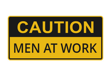 Yellow and black warning men at work caution sign vector