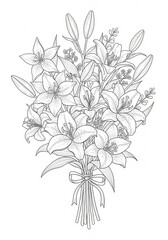 Aquarell Vorlage Lilien im Blumenstrauß
