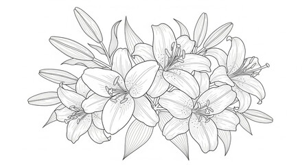 Obraz premium Aquarell Vorlage Lilien im Blumenstrauß
