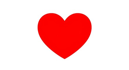 A vibrant red heart symbol displayed against a clean white background representing love and affection