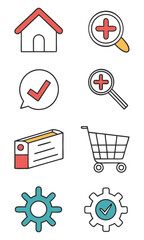 Colorful simple line art icons