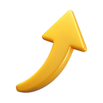 3d yellow upward arrow isolated on transparent background