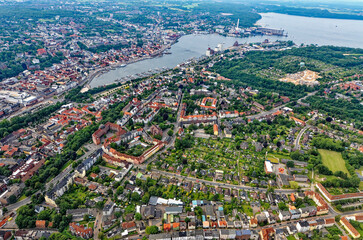 Aerial View of Flensburg and Surrounding Countryside in Summer 2015 harbor tip