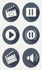 Fototapeta premium Dark blue media icons set