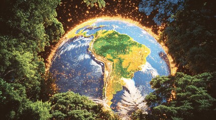 Amazon rainforest with Brazilian flag overlay, Brazil Independence Day, sunlight, vibrant greens, HDR