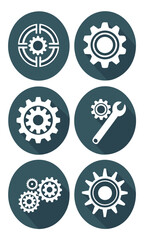 Gear icons set technology illustrations
