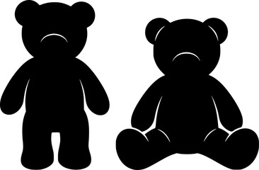 Stand and sit teddy bear silhouette vector flat illustration design