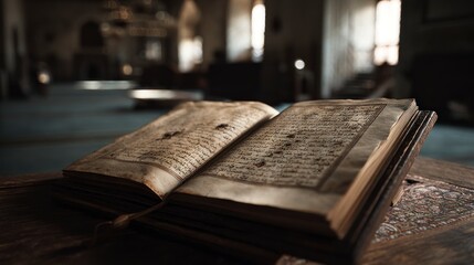 Aged open book historical interior
