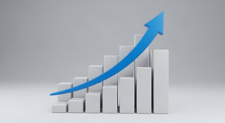 Visualize business growth with this dynamic upward trend arrow and bar graph, perfect for presentations, reports, and websites needing a modern, professional touch