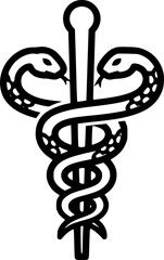 Obraz premium Snake medical icon, caduceus vector sign