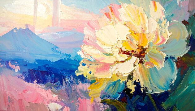 Colorful impressionistic flower painting - Powered by Adobe