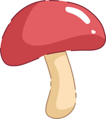 Red mushroom toadstool autumn fall forest cute cartoon hand drawn flat vector element