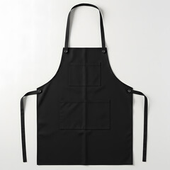Naklejka premium Professional black apron with pockets for culinary use