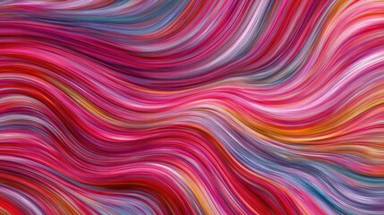 Fototapeta premium Abstract wavy lines of vibrant colors. Dynamic flowing ribbons of pink, red, orange, and blue hues create a mesmerizing pattern