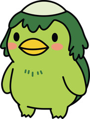 Cute Cartoon Kappa Monster with Green Skin and a Hat