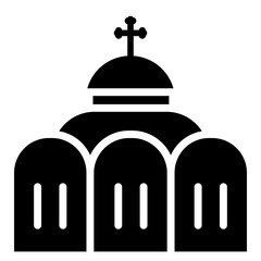 Greek Orthodox church icon. Temple, religious building, religious object, house of prayer. Flat vector illustration isolated on white background.