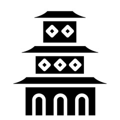 A pagoda, a tiered tower icon. a Buddhist, Hindu or Taoist building of religious significance. Flat vector illustration isolated on white background.