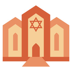 Synagogue, modern building design. Flat vector illustration isolated on white background.